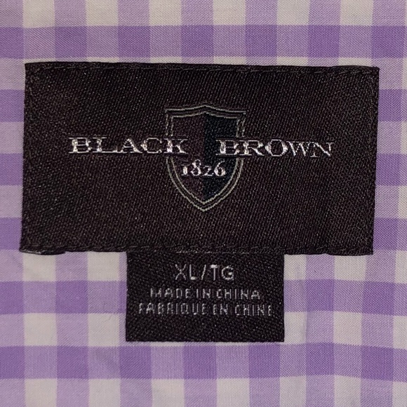 Black Brown 1826 Lavender Gingham Dress Shirt, XL - Picture 4 of 5